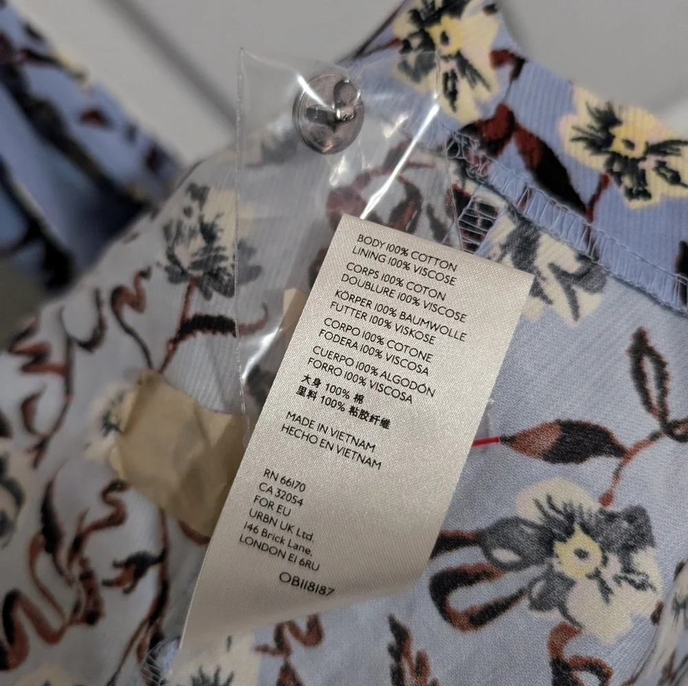 Free People Womens Dress Corduroy Blue Floral Flowers Boho Size Small Mini